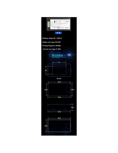 Multímetro Digital HiLetgo PZEM-061 AC 80-260V 100A LCD