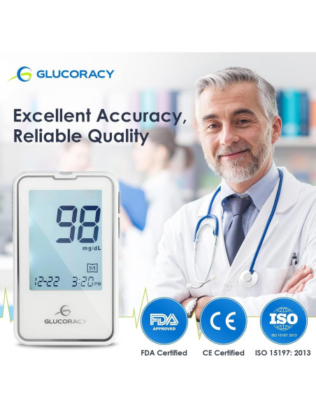 Kit de Monitor de Glucosa Glucoracy G-425-2 con 100 Tiras Kit de Monitor de Glucosa Glucoracy G-425-2 con 100 Tiras