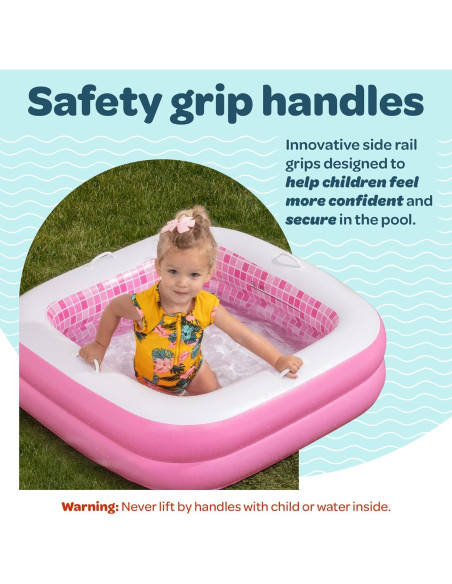 Piscina Inflable Cuadrada Grip A Pool Rosa 86 cm para Bebés Piscina Inflable Cuadrada Grip A Pool Rosa 86 cm para Bebés