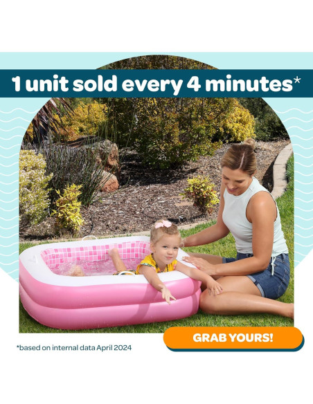 Piscina Inflable Cuadrada Grip A Pool Rosa 86 cm para Bebés Piscina Inflable Cuadrada Grip A Pool Rosa 86 cm para Bebés