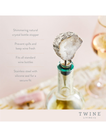 Tapon de Botella de Vino Geode Blanco Twine - Acero Inoxidable Tapon de Botella de Vino Geode Blanco Twine - Acero Inoxidable