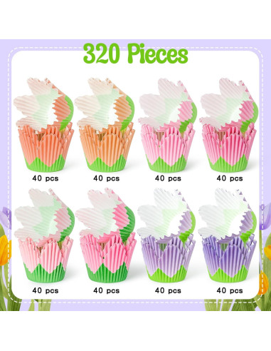 Forros para Cupcake COcnny - 320 Piezas Flor Primavera