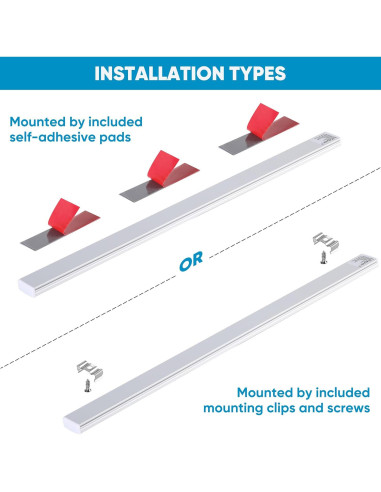 Litever Barra de Luz LED Bajo Gabinete 30.48cm 5.5W Blanco Cálido