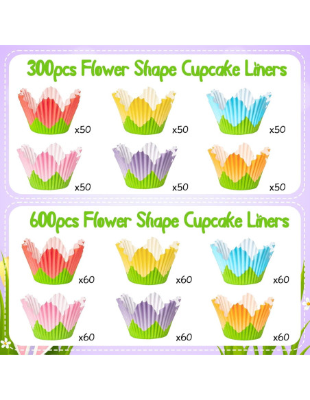Forros para Cupcakes COcnny - 300 Piezas en 6 Estilos Primavera Forros para Cupcakes COcnny - 300 Piezas en 6 Estilos Primavera