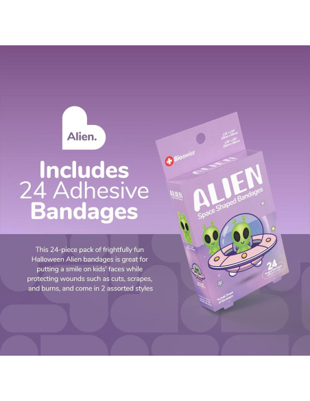 Vendajes Adhesivos Alienígenas BioSwiss - 24 Piezas Halloween Vendajes Adhesivos Alienígenas BioSwiss - 24 Piezas Halloween