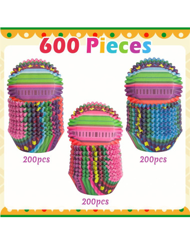 Forros de Papel para Muffins COcnny - 600pcs Fiesta México