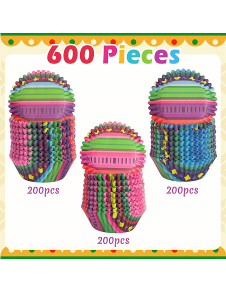 Forros de Papel para Muffins COcnny - 600pcs Fiesta México Forros de Papel para Muffins COcnny - 600pcs Fiesta México