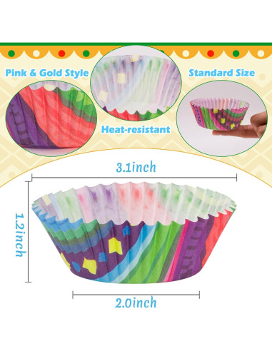 Forros de Papel para Muffins COcnny - 600pcs Fiesta México
