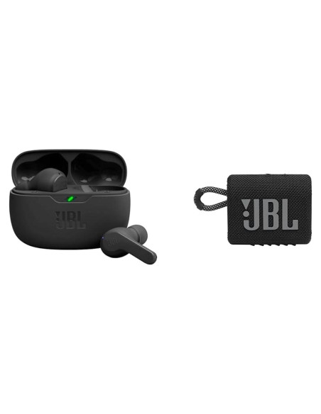 Auriculares Inalámbricos JBL Vibe Beam + Altavoz Go 3 Negro Auriculares Inalámbricos JBL Vibe Beam + Altavoz Go 3 Negro