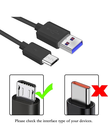 Cable de carga USB Micro 1.52 m para altavoces y auriculares Cable de carga USB Micro 1.52 m para altavoces y auriculares