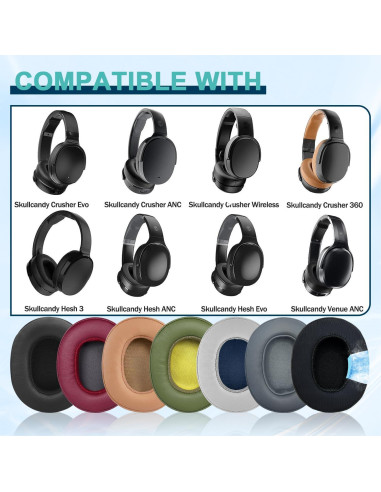 Almohadillas de Reemplazo HAOMUK para Skullcandy Crusher y Hesh - Negro