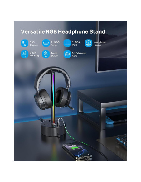Soporte para Auriculares TROND con Carga Rápida PD 20W USB-C Soporte para Auriculares TROND con Carga Rápida PD 20W USB-C