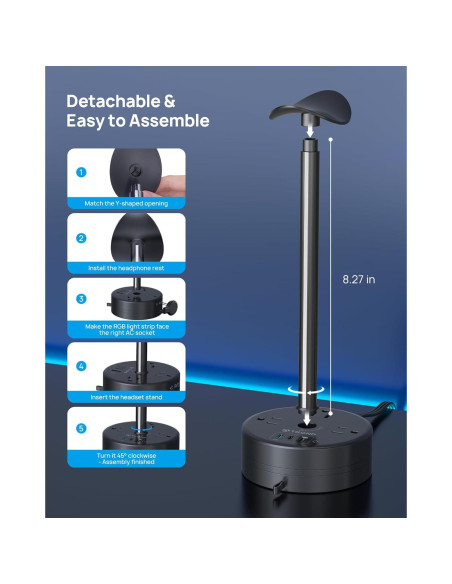 Soporte para Auriculares TROND con Carga Rápida PD 20W USB-C Soporte para Auriculares TROND con Carga Rápida PD 20W USB-C