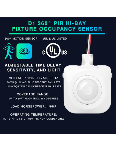 Sensor de Movimiento de Techo EverElectrix 360 Infrarrojo PIR Sensor de Movimiento de Techo EverElectrix 360 Infrarrojo PIR