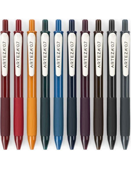 Bolígrafos de Gel Vintage ARTEZA - 10 Colores Retráctiles 0.7mm Bolígrafos de Gel Vintage ARTEZA - 10 Colores Retráctiles 0.7mm