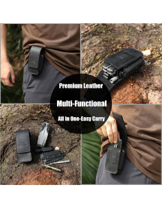Funda de Cuero Topstache para Multiherramienta EDC Negra 2