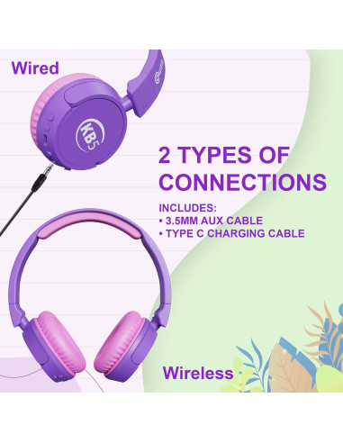 Auriculares Bluetooth Contixo KB5 Niños Plegables 85dB Púrpura
