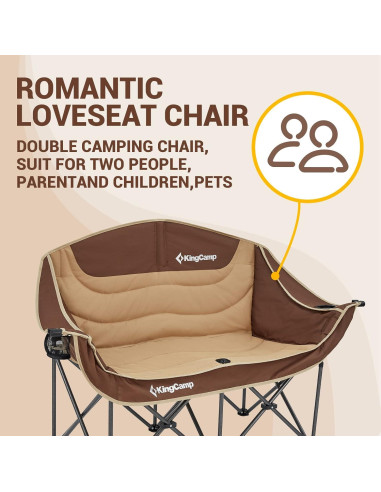 Silla de Camping Loveseat KingCamp Doble 200 kg Khaki