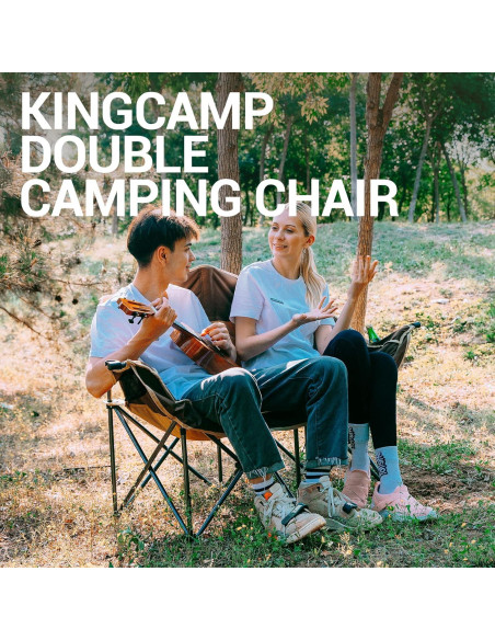 Silla de Camping Loveseat KingCamp Doble 200 kg Khaki Silla de Camping Loveseat KingCamp Doble 200 kg Khaki