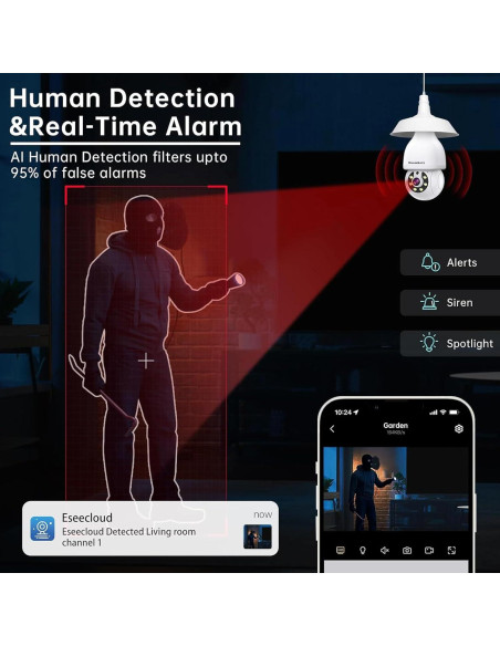 Cámara de Seguridad WiFi Heemketz 2K con Luz y Audio Cámara de Seguridad WiFi Heemketz 2K con Luz y Audio