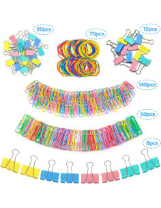 Juego de Clips de Papel y Carpeta XILILAI 300 Pcs Multicolor 2