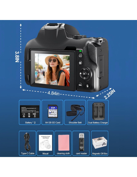 Cámara Digital OIEXI 4K 72MP Zoom Óptico 12X Pantalla 3" Cámara Digital OIEXI 4K 72MP Zoom Óptico 12X Pantalla 3"
