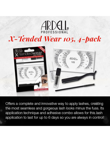 Pestañas Ardell X-tended Wear 105 - Kit 4 Paquetes Larga Duración Pestañas Ardell X-tended Wear 105 - Kit 4 Paquetes Larga Duración