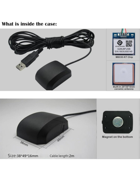 Receptor GPS USB VK-162 G-Mouse Geekstory 200cm Antena Externa Receptor GPS USB VK-162 G-Mouse Geekstory 200cm Antena Externa