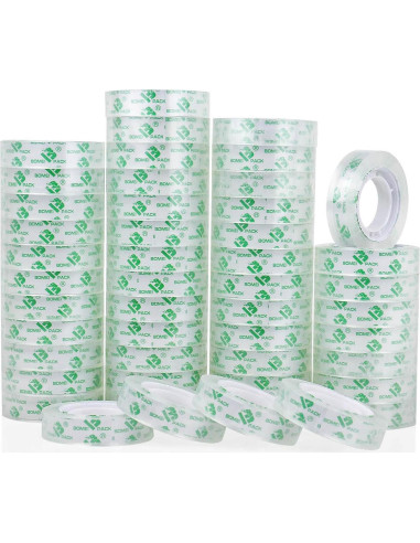 BOMEI Pack 48 Rollos Cinta Transparente 12mm x 25.4m
