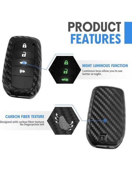 Funda de Llave Silicona Toyota 4 Botones Fibra de Carbono Funda de Llave Silicona Toyota 4 Botones Fibra de Carbono