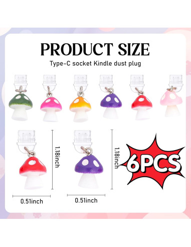 Encantos de Tapón de Polvo TAKEALOOKO para Kindle - 6 Piezas