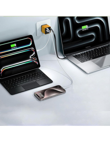 Cargador 3 en 1 Henguans Rápido 80W con USB y Tipo-C Verde