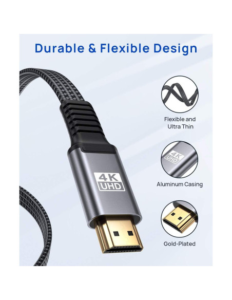 Cable HDMI 4K 3m JSAUX 2.0 Plano Alta Velocidad 18Gbps Cable HDMI 4K 3m JSAUX 2.0 Plano Alta Velocidad 18Gbps