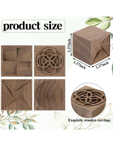 Difusor de Aceite Esencial de Madera Leinuosen 4 Pcs 4x4 cm Difusor de Aceite Esencial de Madera Leinuosen 4 Pcs 4x4 cm