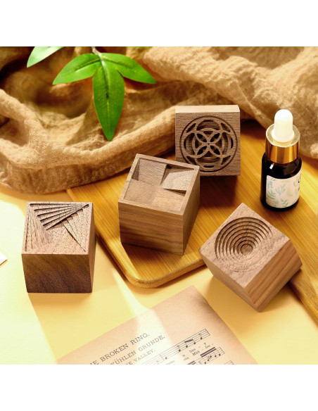 Difusor de Aceite Esencial de Madera Leinuosen 4 Pcs 4x4 cm Difusor de Aceite Esencial de Madera Leinuosen 4 Pcs 4x4 cm