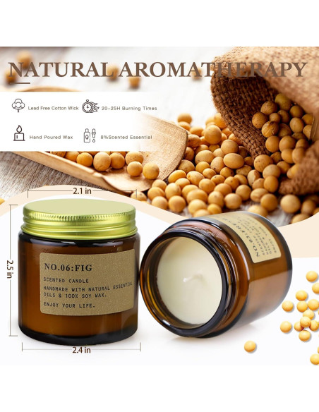 Set de 6 Velas Aromáticas de Soja Natural - Cera de Soja - Regalos Set de 6 Velas Aromáticas de Soja Natural - Cera de Soja - Regalos