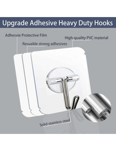 150 Ganchos Adhesivos Transparentes Aellabus 10kg para Pared 150 Ganchos Adhesivos Transparentes Aellabus 10kg para Pared