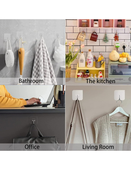 150 Ganchos Adhesivos Transparentes Aellabus 10kg para Pared 150 Ganchos Adhesivos Transparentes Aellabus 10kg para Pared