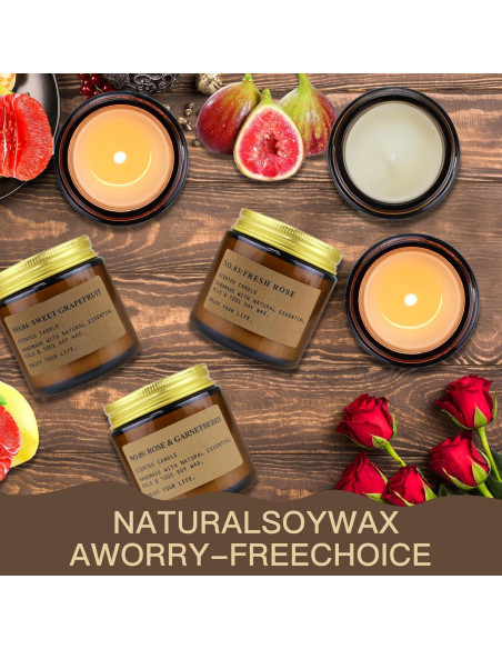 Set de 6 Velas Aromáticas de Soja Natural - Cera de Soja - Regalos Set de 6 Velas Aromáticas de Soja Natural - Cera de Soja - Regalos