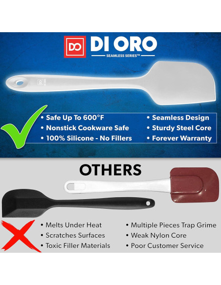 Conjunto de Espátulas de Silicona DI ORO - 3 Piezas Resistente al Calor Conjunto de Espátulas de Silicona DI ORO - 3 Piezas Resistente al Calor
