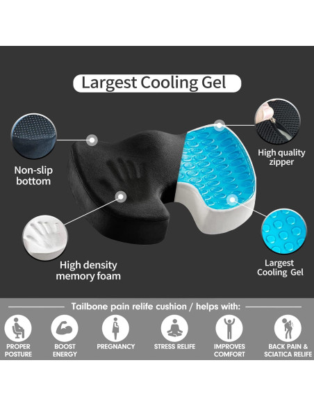Cojín de Gel Refrigerante TEVEUNI para Asiento Ergonómico Cojín de Gel Refrigerante TEVEUNI para Asiento Ergonómico