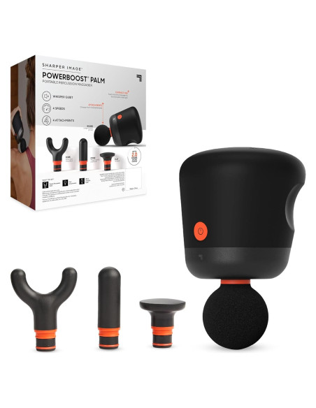 Masajeador de Percusión Portátil Sharper Image Powerboost - 4 Accesorios, 4 Velocidades Masajeador de Percusión Portátil Sharper Image Powerboost - 4 Accesorios, 4 Velocidades