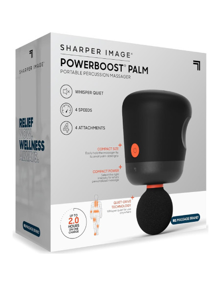 Masajeador de Percusión Portátil Sharper Image Powerboost - 4 Accesorios, 4 Velocidades Masajeador de Percusión Portátil Sharper Image Powerboost - 4 Accesorios, 4 Velocidades