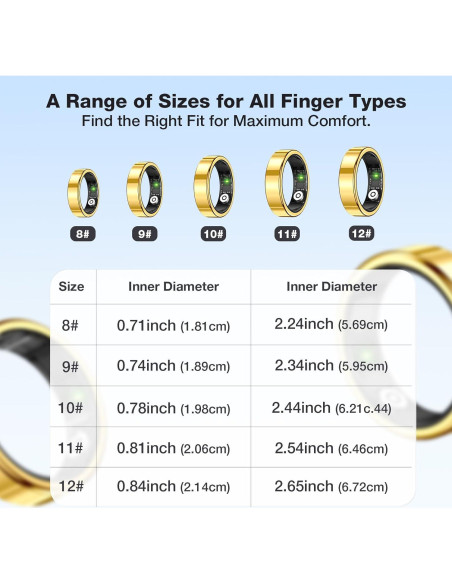 Anillo Inteligente de Salud Oro 11 - Monitoreo Fitness y Sueño Anillo Inteligente de Salud Oro 11 - Monitoreo Fitness y Sueño