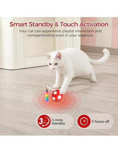 Juguete Interactivo para Gatos VIWIK Rojo, Bola Automática 6.9cm