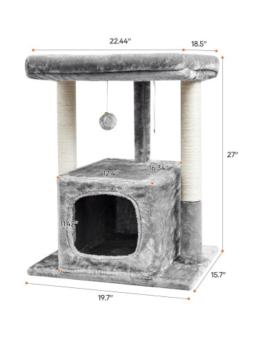 Árbol para Gatos SYANDLVY Grande con Perchero y Rascador Gris