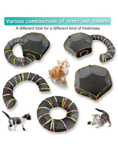 Parque de Juego para Gatos Fhiny 2-en-1 con Túnel 120x45 cm