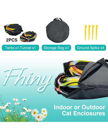 Parque de Juego para Gatos Fhiny 2-en-1 con Túnel 120x45 cm