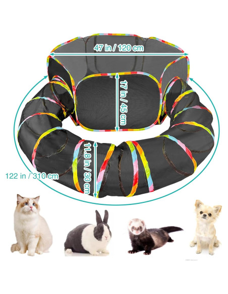Parque de Juego para Gatos Fhiny 2-en-1 con Túnel 120x45 cm Parque de Juego para Gatos Fhiny 2-en-1 con Túnel 120x45 cm