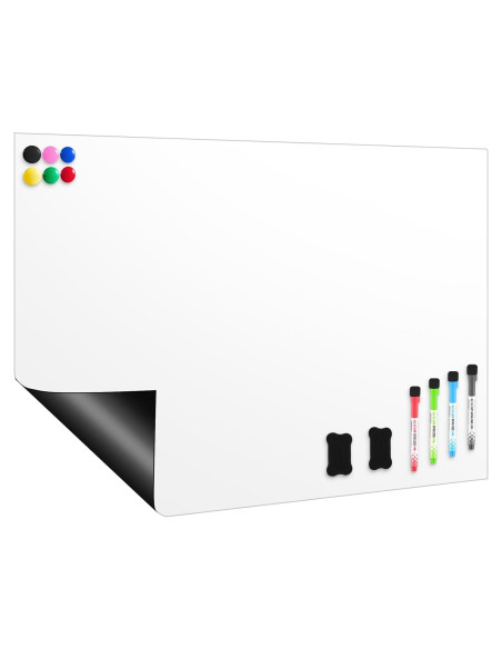 Pizarra blanca autoadhesiva Pasimy 122x152 cm con marcadores Pizarra blanca autoadhesiva Pasimy 122x152 cm con marcadores